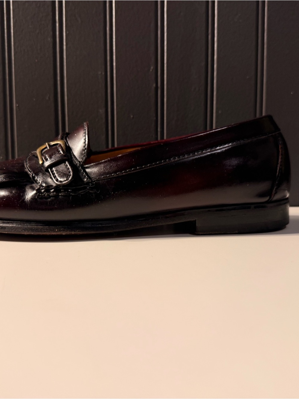 Cole Haan men's burgundy leather kiltie buckle monk strap loafers 9.5d - Picture 6 of 16